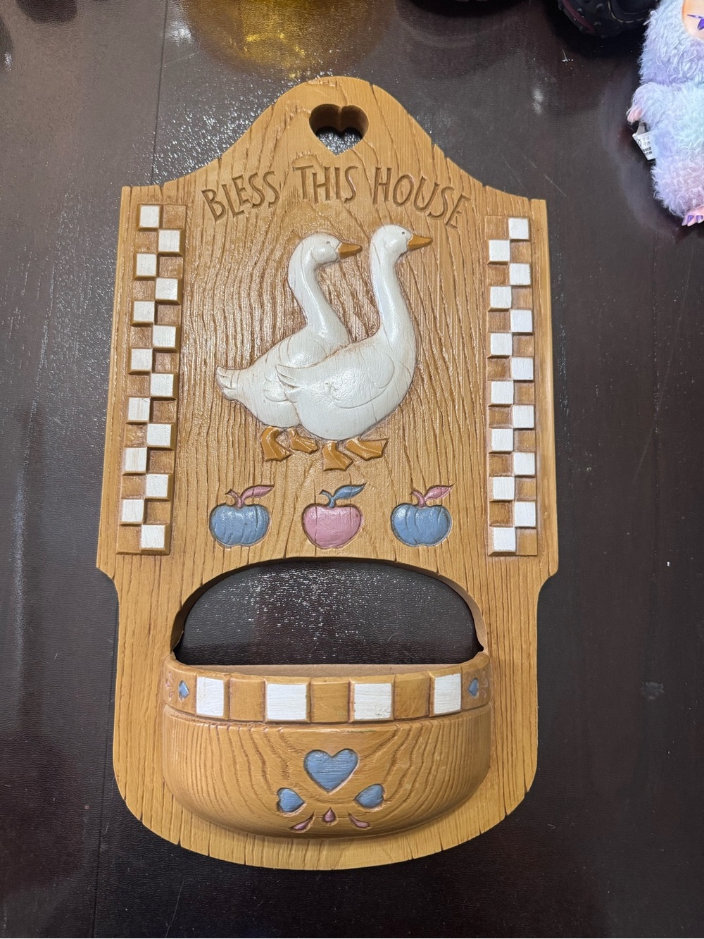Vintage 1978 Country Geese "Bless This House" Wall Pocket #2869 A Granny Core